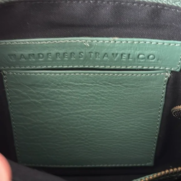 Green Leather Clutch, Wanderers Travel Co, EUC, like new. - Picture 9 of 11
